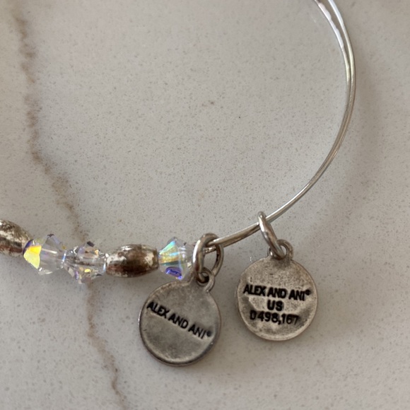 Alex and Ani +Energy Crystal and Silver Bead Adjustable Bracelet - Picture 4 of 5